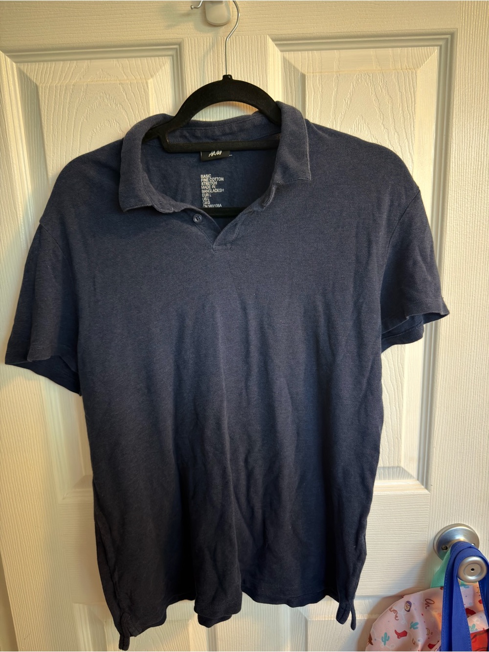 H&M Men's Navy Blue Polo Shirt